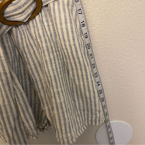 Zara linen white blue striped belted button front romper jumpsuit sailor XS - Picture 4 of 13